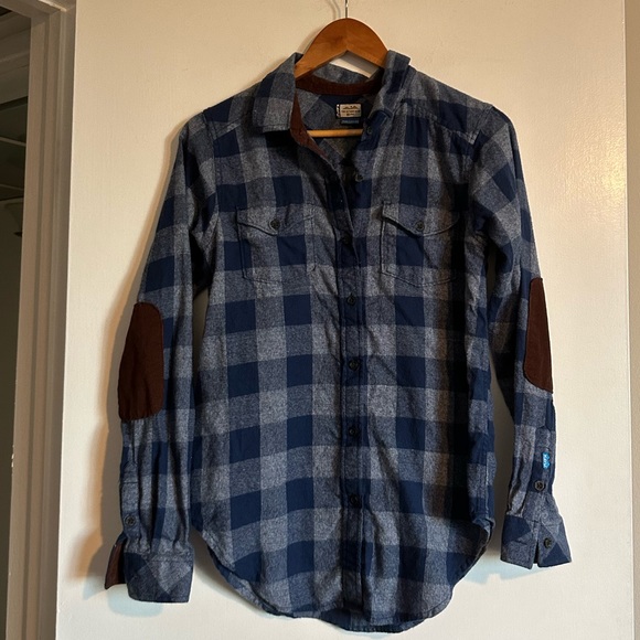 KAVU Blueberry Pie Blue Billie Jean Long Sleeve Flannel Button Down Top Size XS - Picture 4 of 12